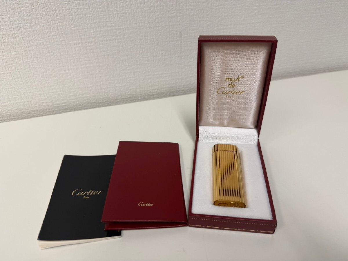 U058-X14-810 Cartier カルティエ ゴールド Paris ガスライター 現状品②大阪◎
