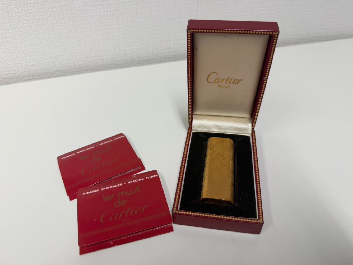 U057-X1-4044 Cartier カルティエ ゴールド Paris ローラー式 ガスライター フリント付き 現状品②大阪◎