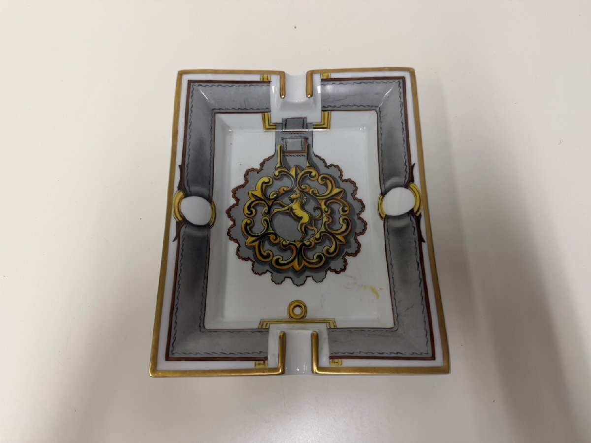 U048-X1-3641 HERMES エルメス 磁器製アッシュトレイ 灰皿 馬のエンブレム 現状品②大阪