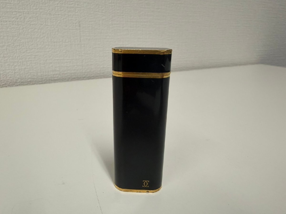 U059-X15-769 Cartier カルティエ オーバル ブラック ゴールド ガスライター 現状品②大阪◎