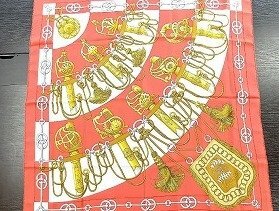A042 HERMES エルメス ヴィンテージ スカーフ カレ90 チェーン タッセル 現状品 新宿◎