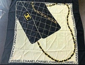 A097 CHANEL シャネル マトラッセ シルク スカーフ 約90ｘ90cm 現状品 新宿◎