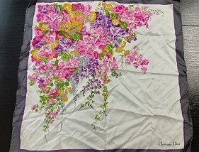 A005 Christian Dior クリスチャンディオール フラワープリント スカーフ 約67ｘ67cm 現状品 新宿◎