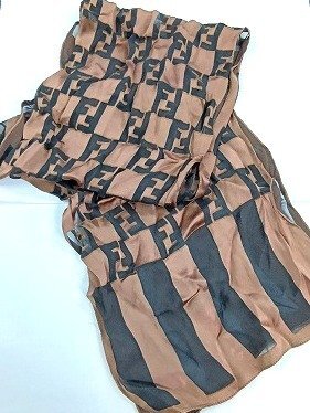 A089 FENDI フェンディ ロゴ スカーフ ストール 約154x27cm 現状品 新宿◎