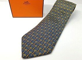 A006 HERMES エルメス 馬具 ベルト柄 シルク ネクタイ 現状品 新宿◎