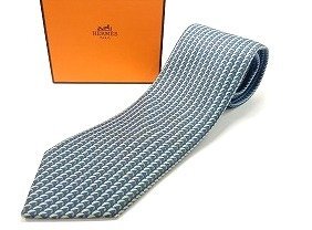 A036 HERMES エルメス 幾何学模様 シルク ネクタイ 現状品 新宿◎
