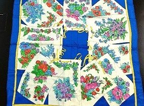 A129 Christian Dior クリスチャンディオール 花柄 シルク スカーフ 約83ｘ83cm 現状品 新宿◎