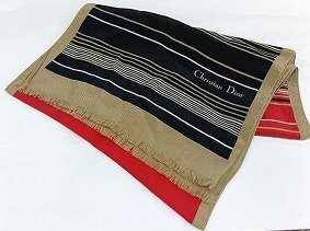 A192 Christian Dior クリスチャンディオール ストライプ シルク ストール 約122ｘ24m 現状品 新宿◎