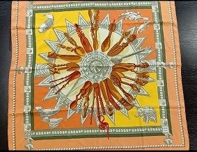 A014 HERMES エルメス ヴィンテージ スカーフ カレ90エレファント 現状品 新宿◎