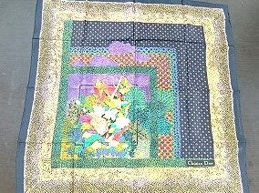 A124 Christian Dior クリスチャンディオール 花鳥柄 シルク スカーフ 約77ｘ79cm 現状品 新宿◎