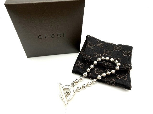 【美品】GUCCI グッチ トグル ボールチェーン ブレスレット SV925 箱・保存袋 現状品 新宿074◎