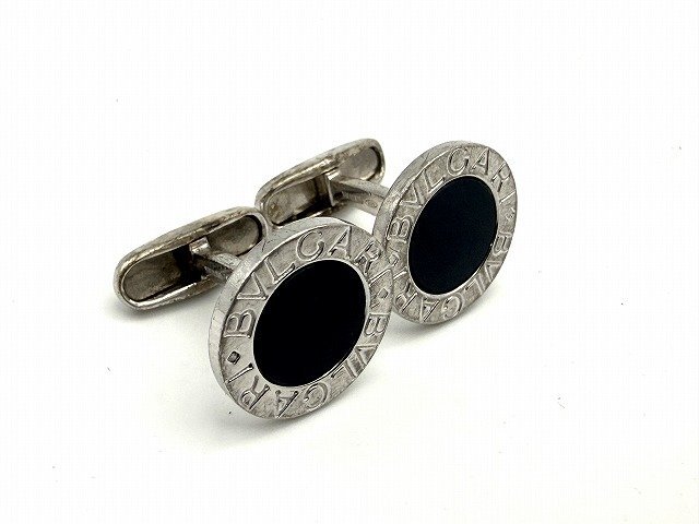 BVLGARI ブルガリ ブルガリ・ブルガリ オニキス カフス SV925 現状品 新宿030◎