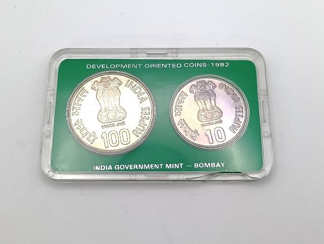 A280 1982 インド ボンベイ造幣局 National Integration 記念コインセット 現状品 新宿◎