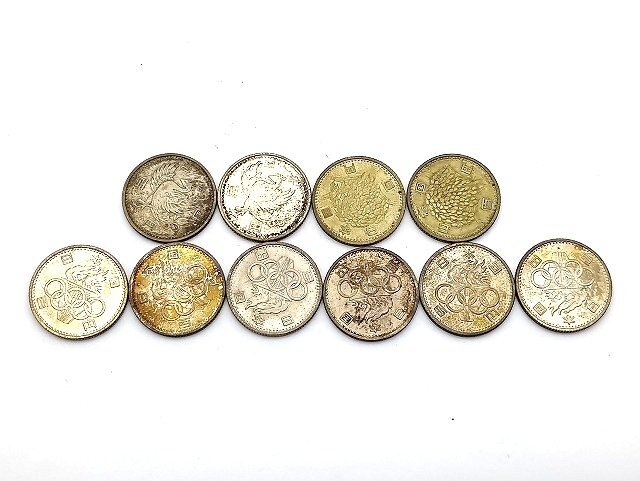 A263 100円銀貨 10枚まとめ 東京五輪 6枚 稲穂 2枚 鳳凰 2枚 硬貨 記念硬貨 現状品 新宿◎
