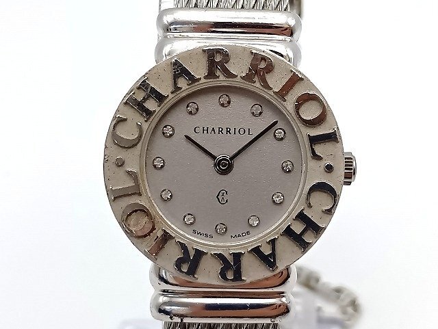 A231 PHILIPPE CHARRIOL フィリップシャリオール サントロペ 028S 01.7293 12Pダイヤ SV925 レディース QZ 現状品 新宿◎