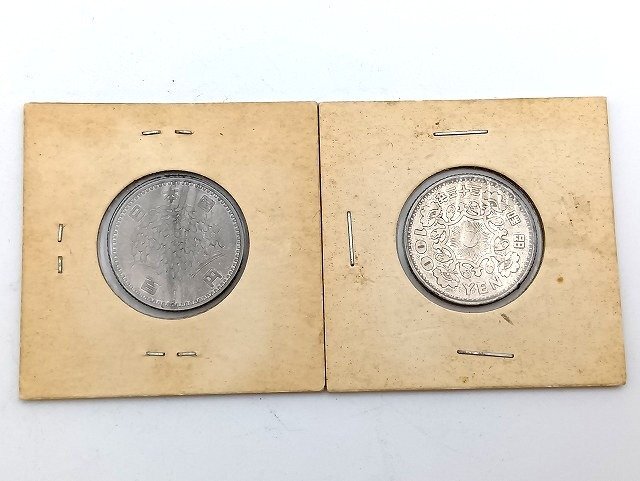 A267 100円銀貨 2枚まとめ 稲穂 1枚 鳳凰 1枚 硬貨 記念硬貨 現状品 新宿◎