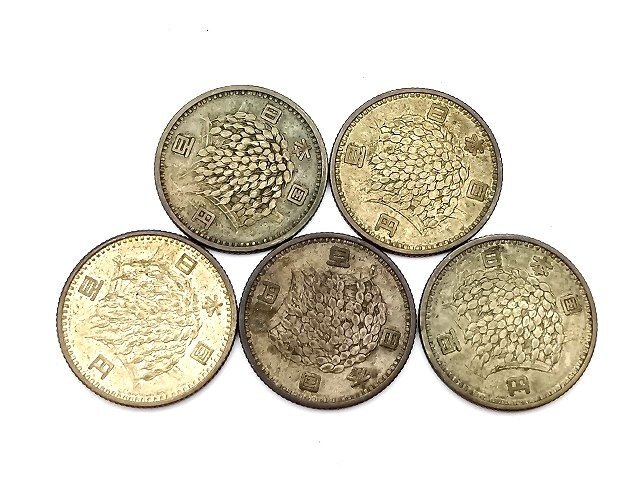 A262 100円銀貨 5枚まとめ 稲穂 5枚 硬貨 記念硬貨 現状品 新宿◎