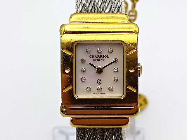 A248 PHILIPPE CHARRIOL フィリップシャリオール サントロペ STR00 01.35020 12Pダイヤ レディース QZ 現状品 新宿◎