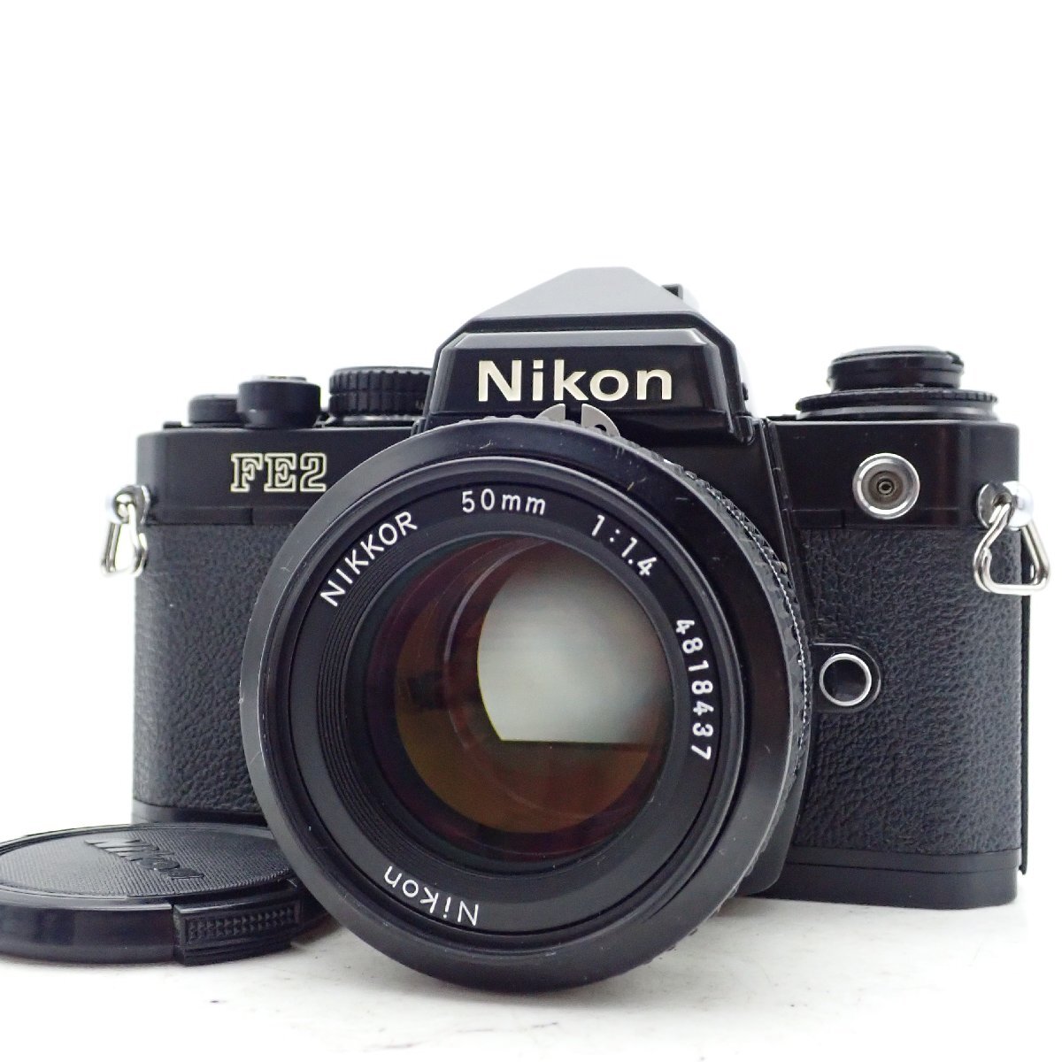 整備済 動作品 Nikon FE2 ブラック 一眼レフフィルムカメラ 2136383 Ai Nikkor 50mm f1.4 標準 単焦点 マニュアル オールドレンズ