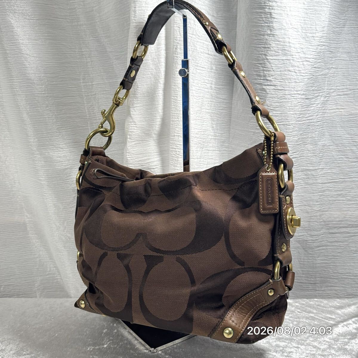 1000円〜 COACH コーチ ビッグシグネチャーロゴ サイドターンロック金具 ショルダーバッグ 型掛けバッグ ハンドバッグ ワンショルダー