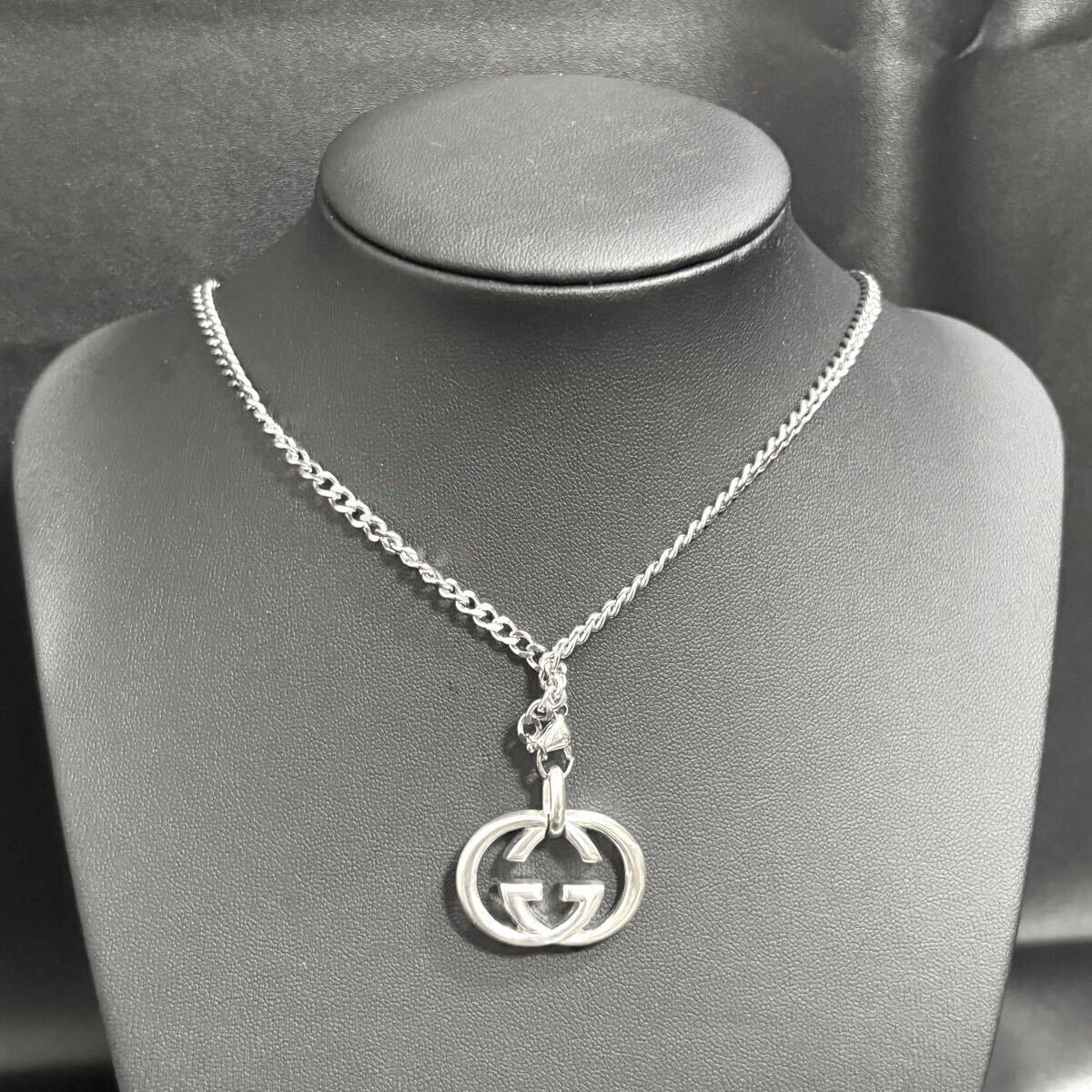 1円 極美品 gucci グッチ ネックレス インターロッキング アクセサリー シルバー コスチュームジュエリー チェーン社外品