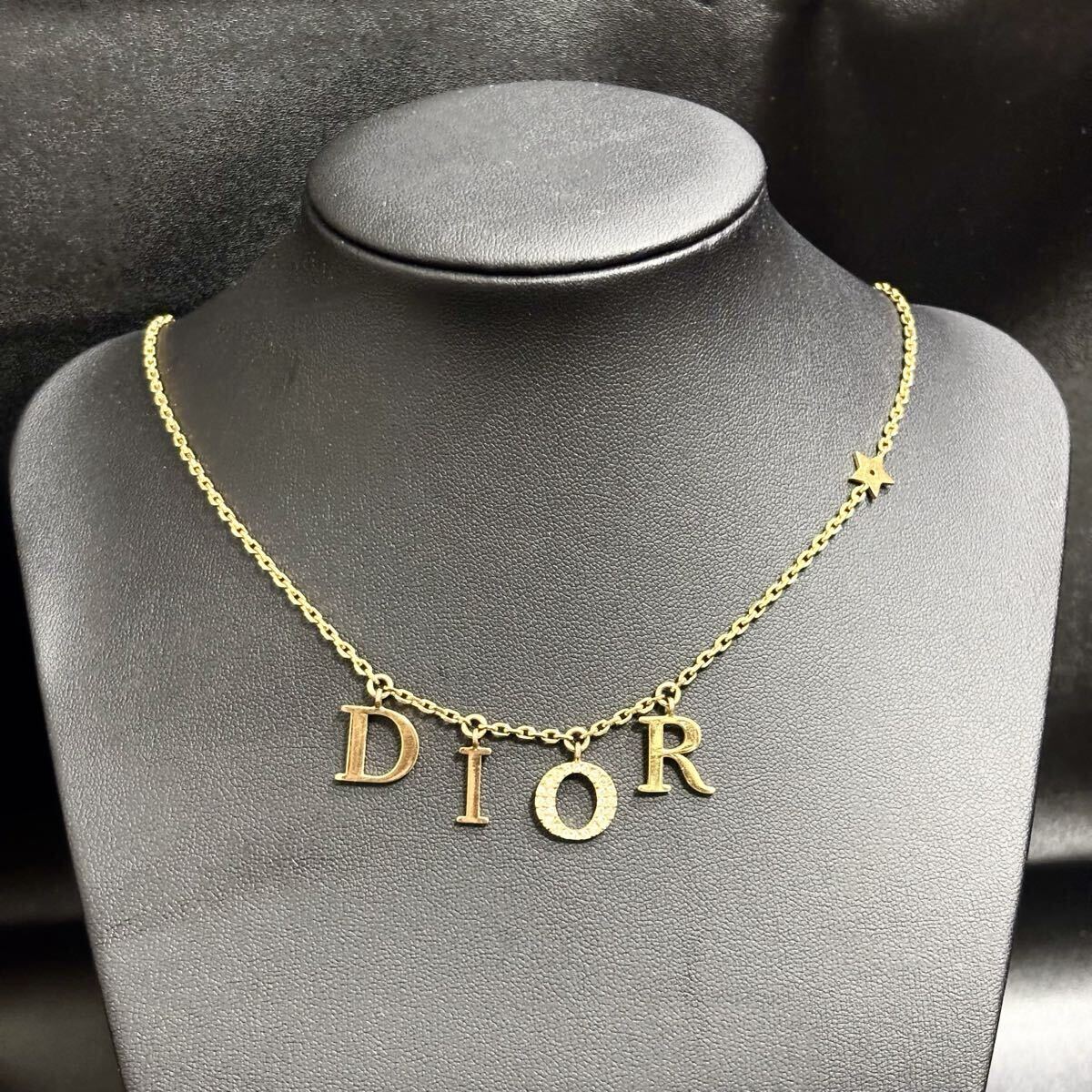 1円 ディオール dior Dio(r)evolution ネックレス ゴールド ラインストーン 星 スター ロゴ 刻印