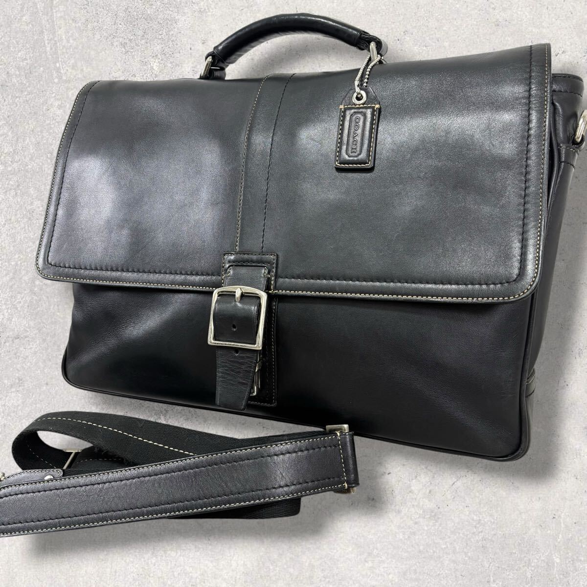 コーチ ビジネスバッグ 70100 トランスアトランティック 黒 2way COACH レザー ブリーフケース ビジネスバッグ ショルダーバッグ ブラック