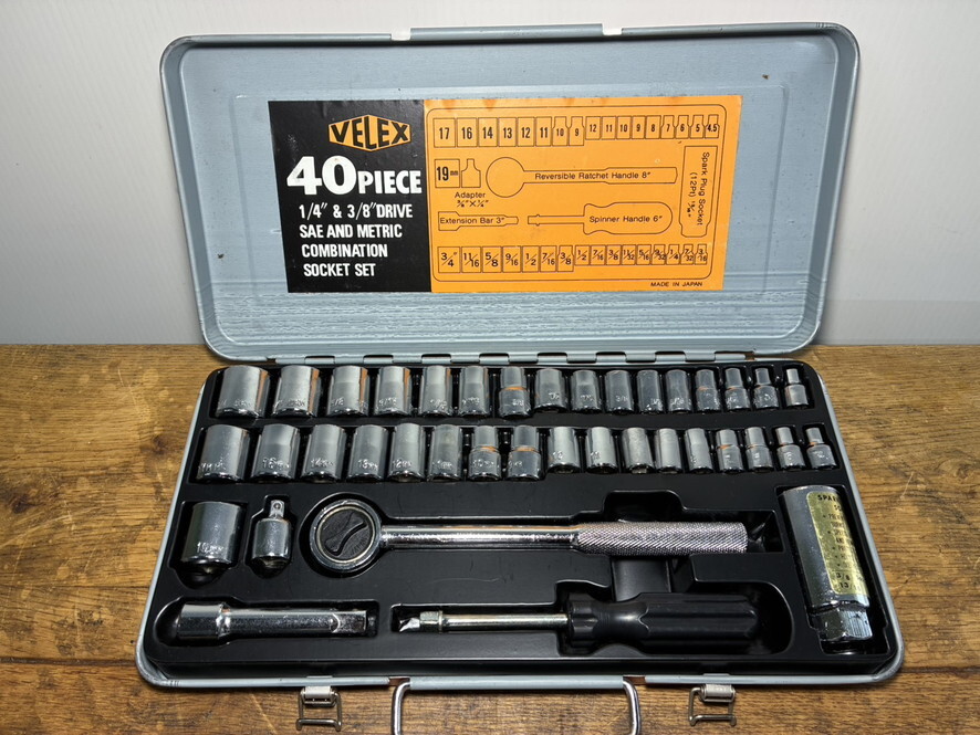 8-R-63/3-60 ★VELEX★ 40ピース ソケットレンチセット 1/4 3/8 工具セット ラチェットハンドル 日本製