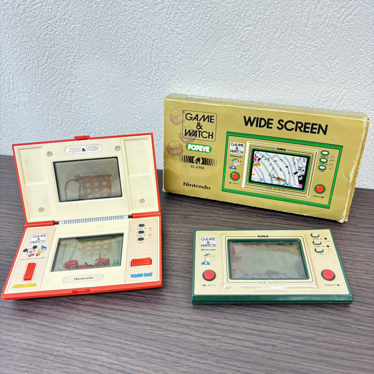 15556-06★Nintendo GAME＆WATCH ゲーム＆ウオッチ POPEYE ポパイ PP-23 箱付き／MICKEY＆DONALD ミッキー＆ドナルド DM-53 2台セット★