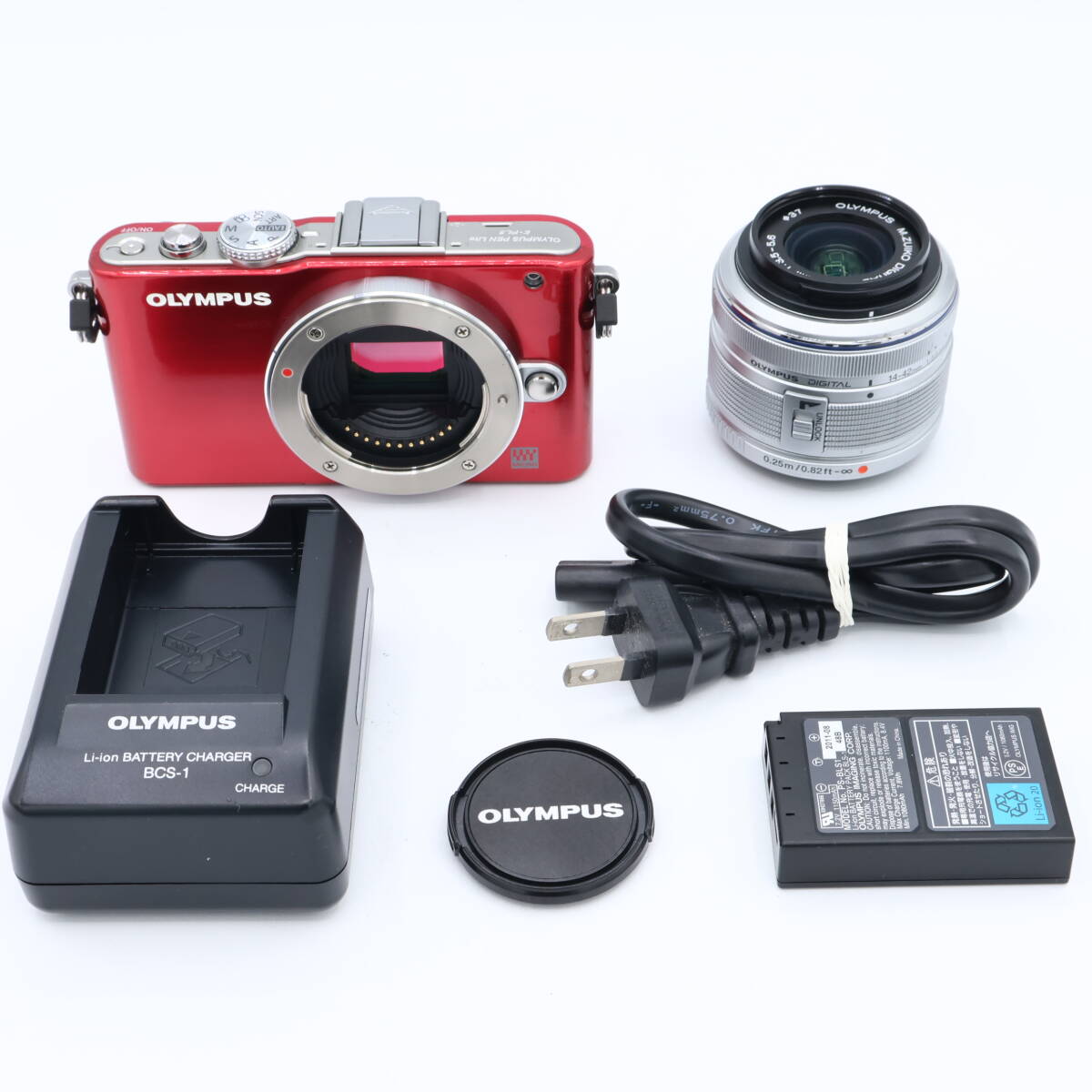 【シャッター回数：2805回】OLYMPUS オリンパス ミラーレス一眼 PEN Lite E-PL3 レンズキット レッド #260704_BAN502398