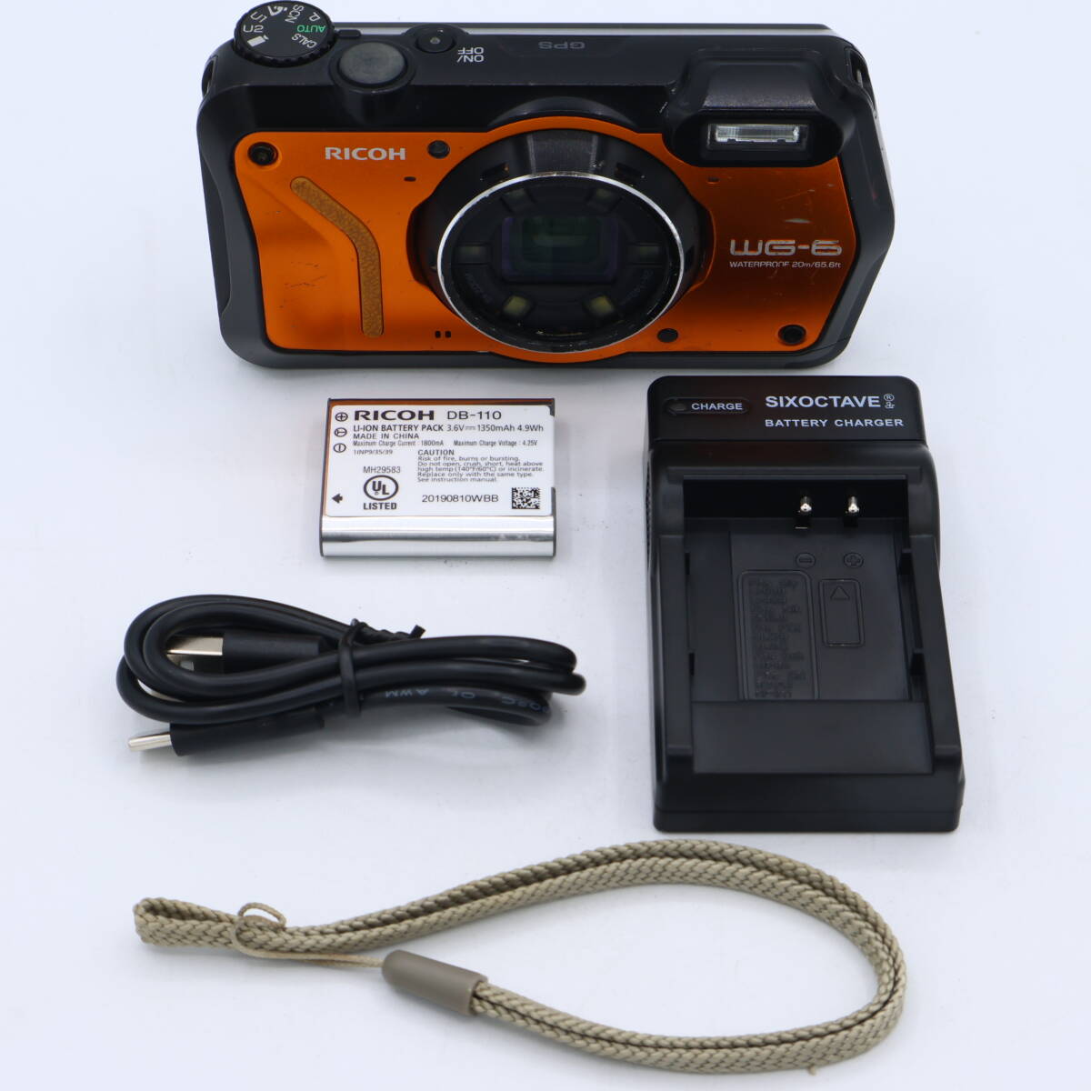 RICOH リコー WG-6 オレンジ 本格防水カメラ 20メートル防水 耐衝撃 防塵 耐寒 2000万画素 4K動画対応 高性能GPS内蔵 #260706_YQ10110757