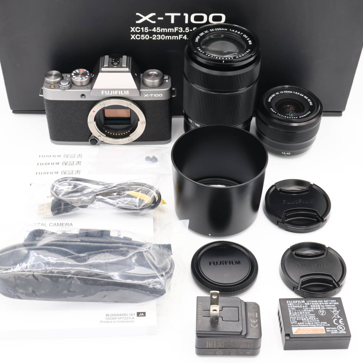 FUJIFILM フジフィルム ミラーレス一眼 X-T100ダブルズームレンズキット ダークシルバー X-T100WZLK-DS #260725_9T001090