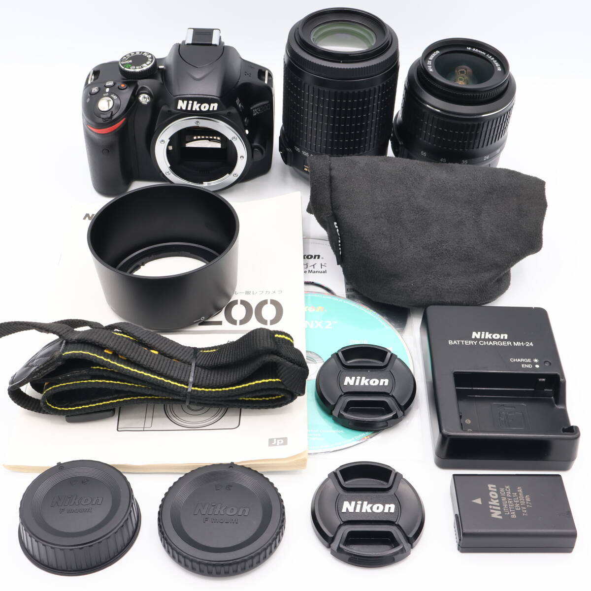 【シャッター回数：4859回】Nikon ニコン デジタル一眼レフカメラ D3200 200mmダブルズームキット 18-55mm/55-200mm付属 #260808_2075893