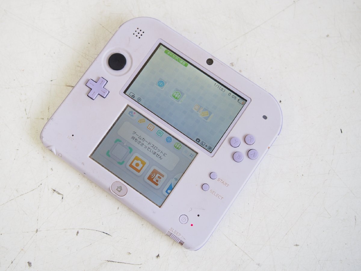☆【2T0731-19】 Nintendo ニンテンドー 2DS FTR-001 100V ラベンダー 通電OK ジャンク