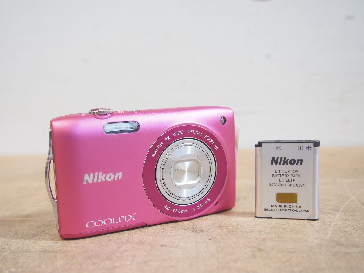 ☆【2T0723-8】 Nikon ニコン デジカメ S3300 バッテリー付 COOLPIX NIKKOR 6X WIDE OPTICAL ZOOM VR 4.6-27.6mm 1:3.5-6.5 ジャンク