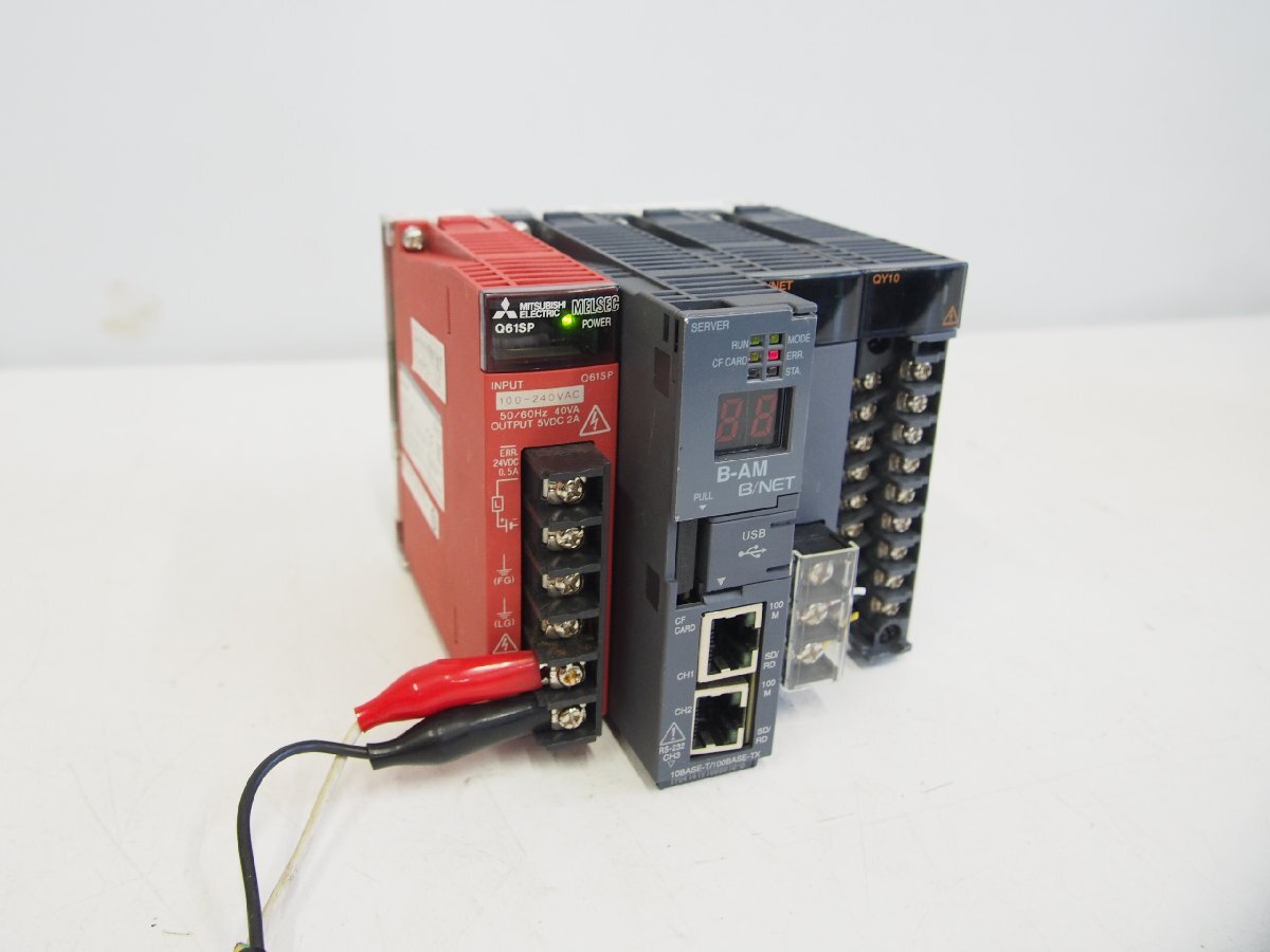 ☆【1T0714-12】 MITSUBISHI 三菱 シーケンサ Q61SP Q12DCCPU-V? B/NET QY10合計4台セット 通電OK 現状品