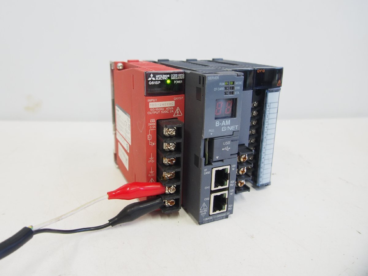 ☆【1T0714-13】 MITSUBISHI 三菱 シーケンサ Q61SP Q12DCCPU-V? B/NET QY10合計4台セット 通電OK 現状品