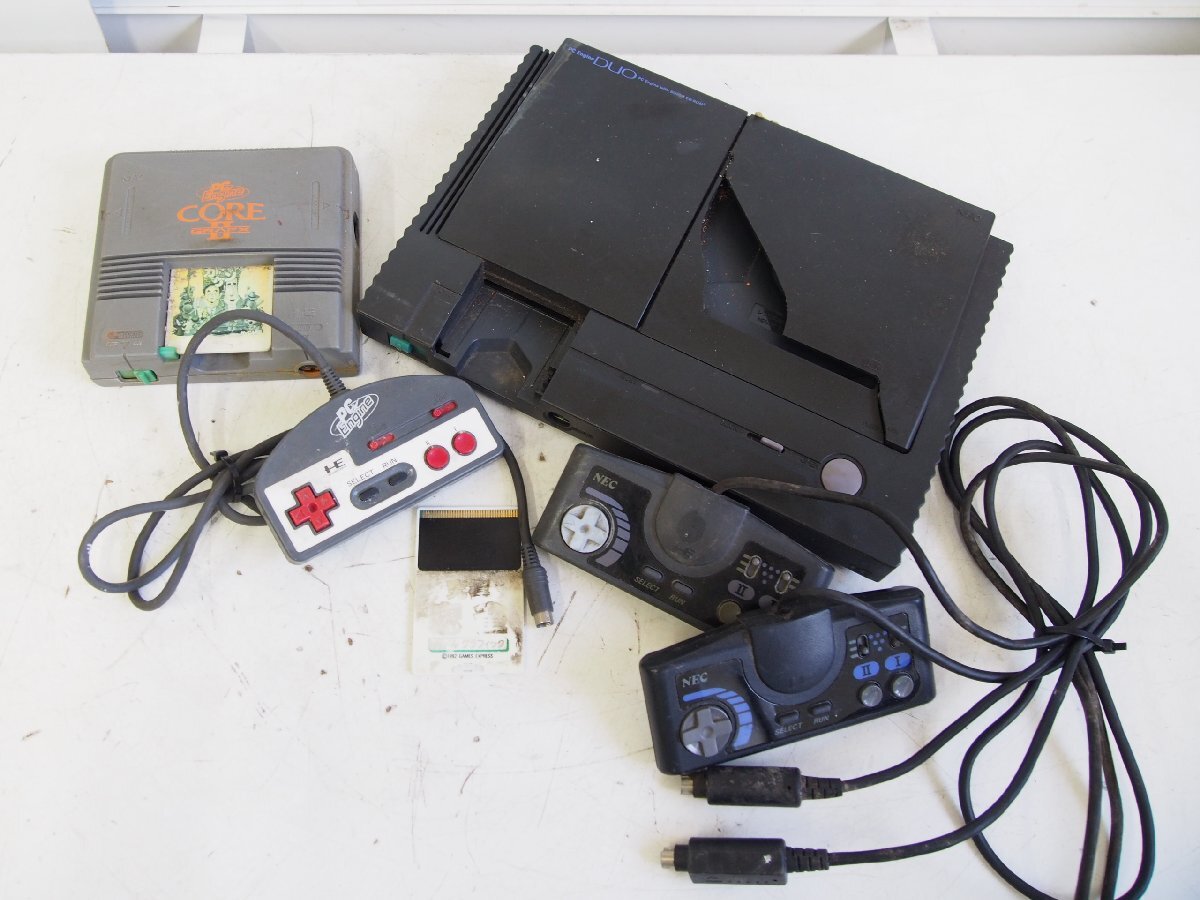 ☆【2T0723-24】 NEC エヌイーシー PC Engine DUO/PC Engine CoreGrafx II PI-TG8/PI-TG7 コントローラー3つ ゲームソフトセット ジャンク