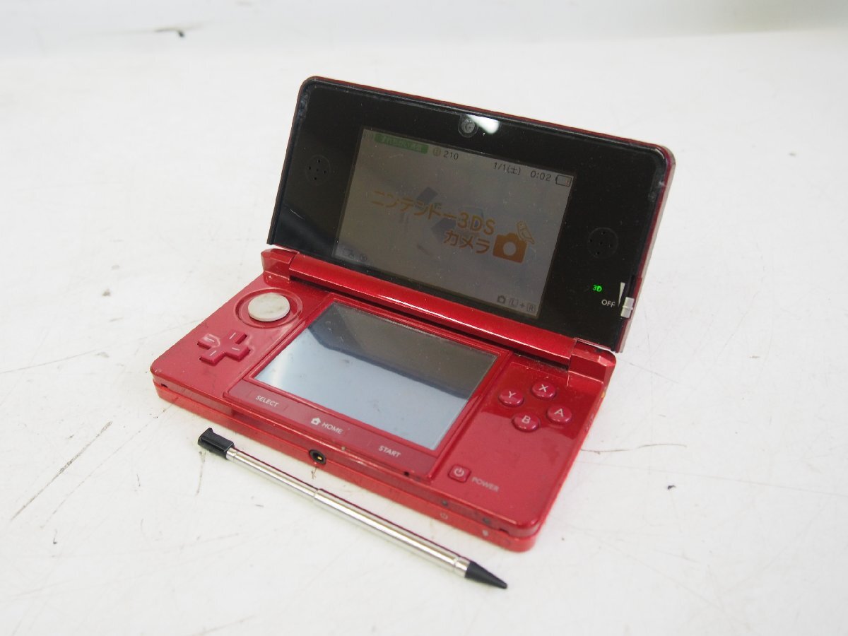 ☆【2T0724-12】 Nintendo ニンテンドー 3DS CTR-001 100V タッチペン付き 通電OK フレアレッド 現状品