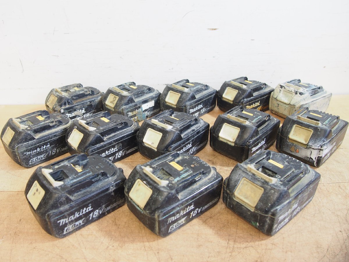 ☆【2T0707-37】 makita マキタ リチウムイオンバッテリー BL1860B 13台セット 電動工具 Li-ion DC18V 6.0Ah 108Wh ジャンク