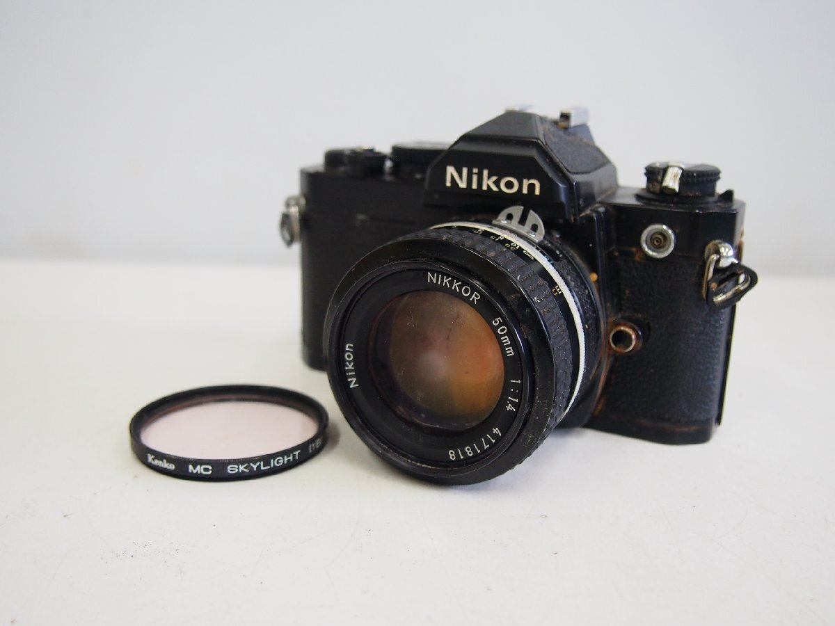 ☆【2T0729-12】 Nikon ニコン フィルムカメラ FM フィルター Kenko MC SKYLIGHT [1B] 52mm NIKKOR 50mm 1:1.4 ジャンク