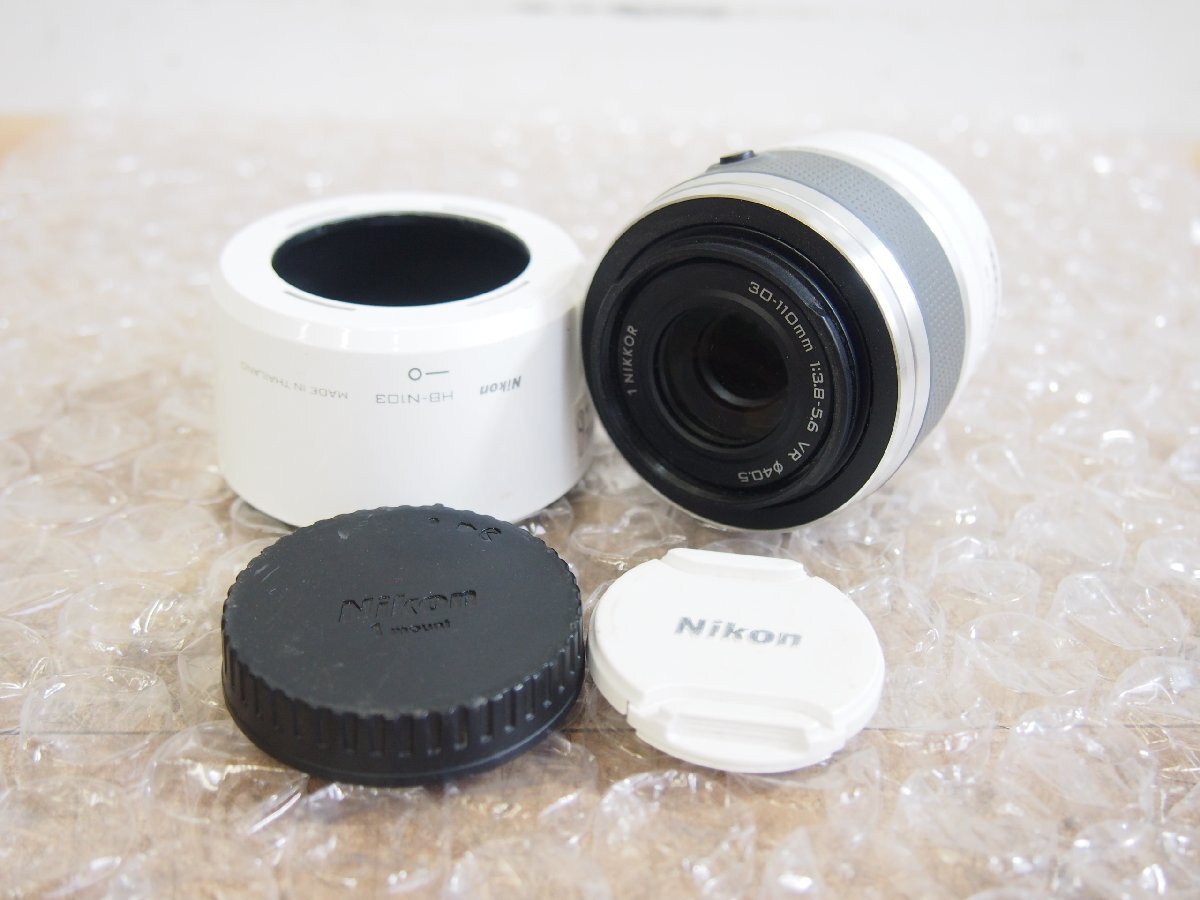 ☆【1T0811-25】 Nikon ニコン カメラレンズ 30-110 前後レンズキャップ フードHB-N103付き 1NIKKOR 30-110mm 1:3.8-5.6 VR Φ40.5 現状品