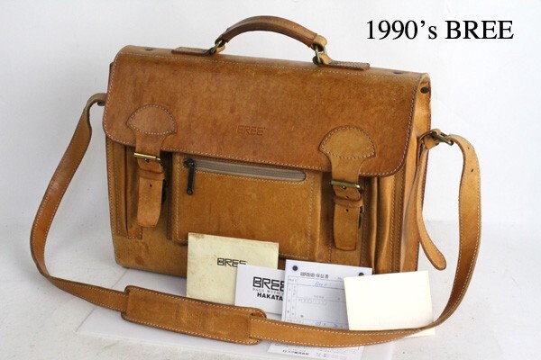 1990年代 BREE ブリー レザー ビジネス ショルダー バッグ アメカジ 古着 中古 メンズ 男性 会社 通勤 通学 バック 鞄 90's HERZ ヘルツ