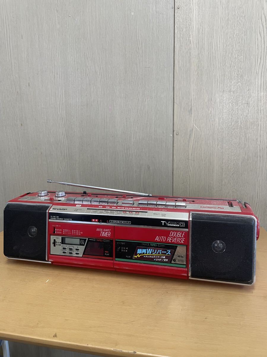 ！SHARP シャープ・FM・AMステレオダブルカセットQT-Y10 昭和レトロ ラジカセ