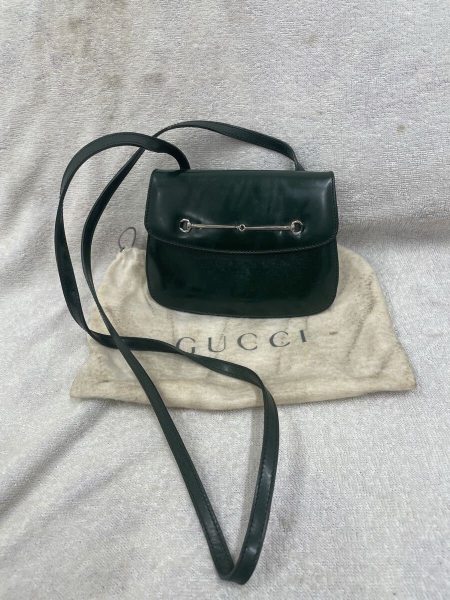 ● GUCCI グッチ ヴィンテージ レザー　エナメル　ショルダーポーチ