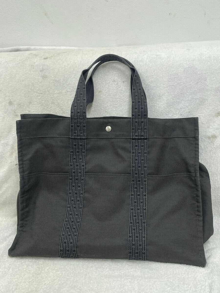 # HERMES エルメス　トートMM エールライン トートバッグ キャンバス グレー ハンドバッグ トートバッグ