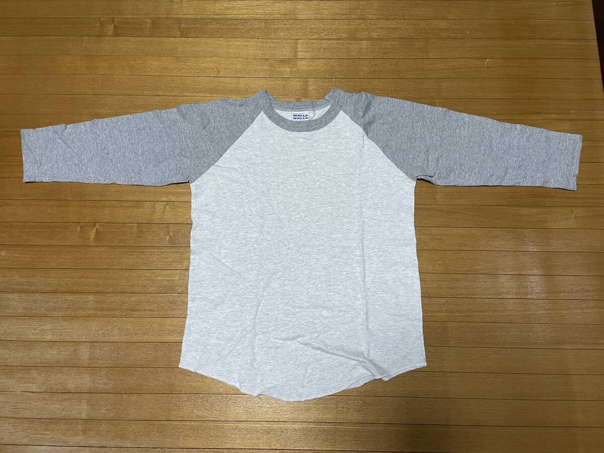 ビームス別注　USA製　walla walla sport　グレー×オートミール　7分袖Tシャツ　Mサイズ