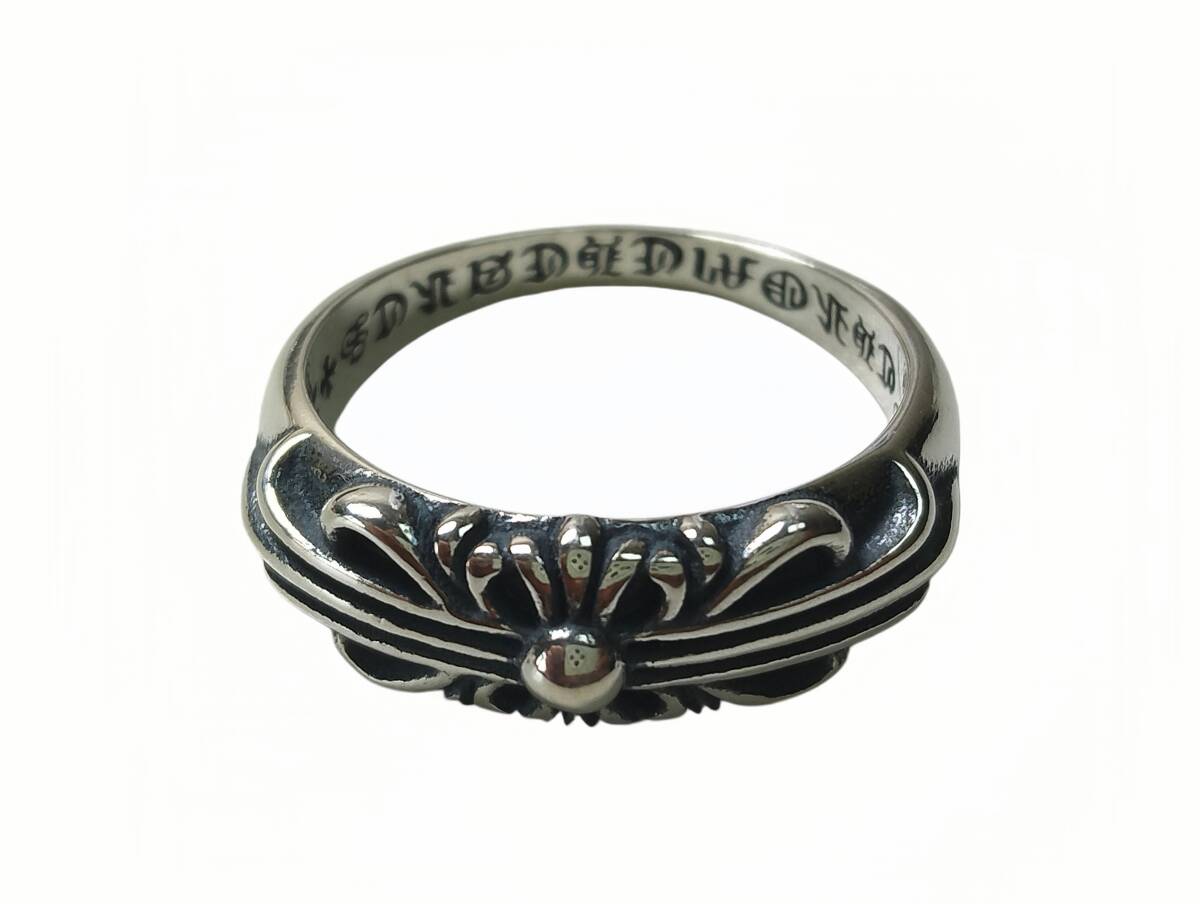 極美品　　中古 　CHROME HEARTS クロムハーツ ベビークラシックフローラルクロスリング 内径：18.6mm