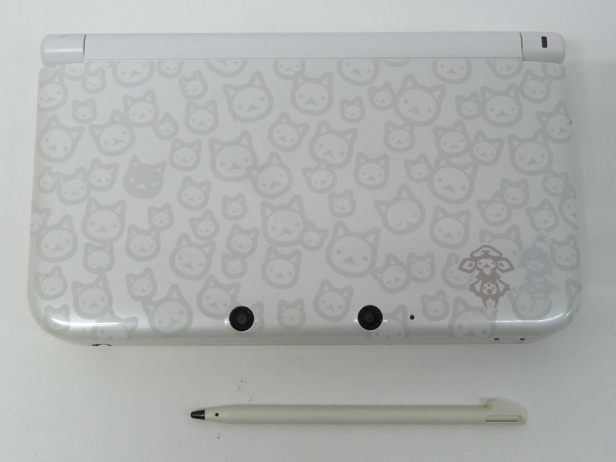 ユ■/Zこ0735　NINTENDO 3DSLL 任天堂 3DS LL 本体 訳ありジャンク 初期化済 // モンスターハンター 4 アイルーホワイト //保証無