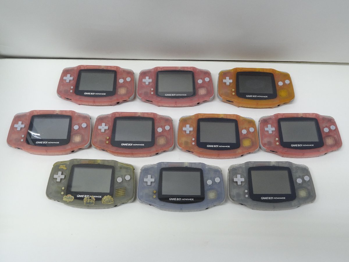 6■/Zこ0741　任天堂 Nintendo GBA ゲームボーイアドバンス 本体 ジャンク 10台セット 動作未確認 AGB-001 保証無 クリア スケルトンカラー